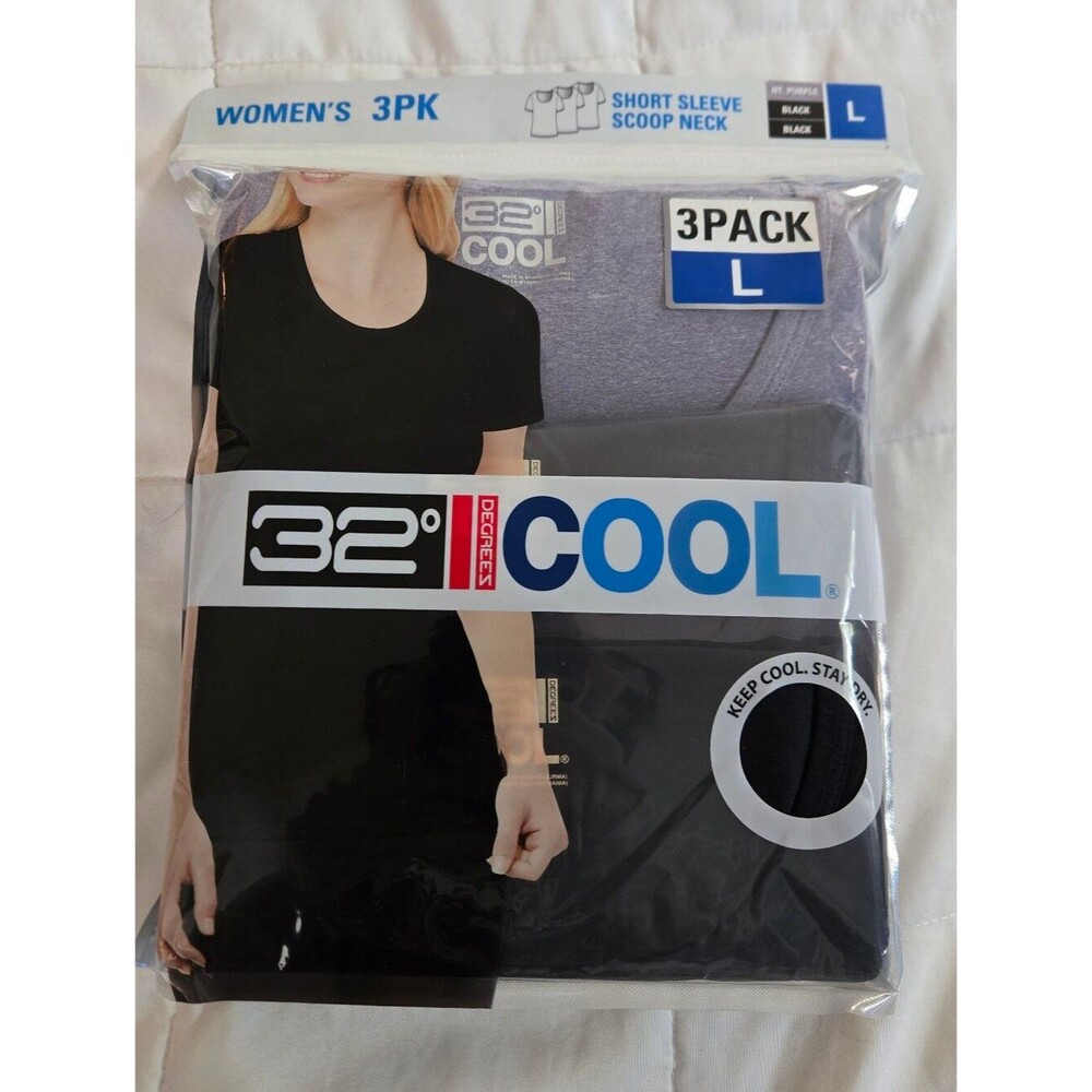 NWT 32 Degrees COOL Women's Short Sleeve Scoop Neck T-Shirt 3-Pack Tee